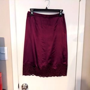 Silk cranberry slip skirt